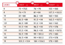 Load image into Gallery viewer, Alder women&#39;s size chart