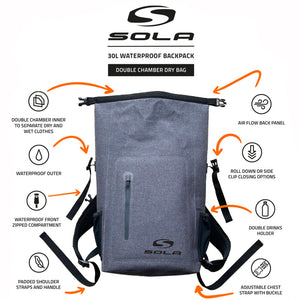 Sola wetsuit dry backpack bag grey