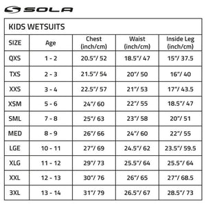 sola wetsuit size guide