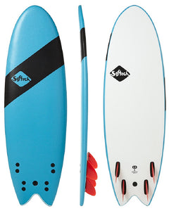 Softech Handshaped SB 5' 4" Quad soft surfboard blue